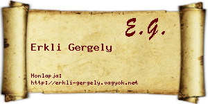 Erkli Gergely névjegykártya